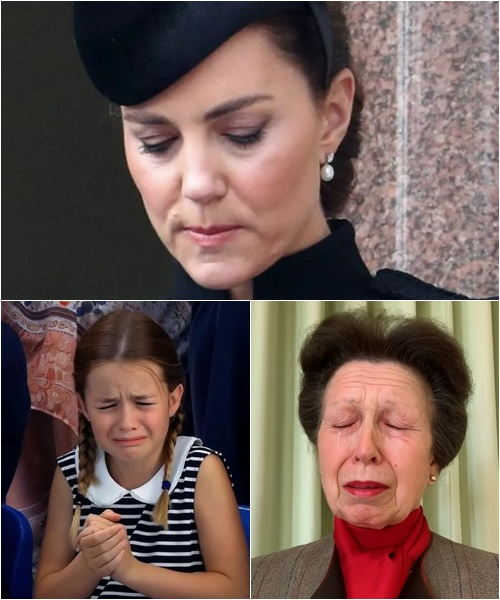 15 MINUTES AGO: ‘Everyone, bow your heads…’ — Kate’s trembling voice echoed through the Grand Hall. Princess Anne wept like a child as the Palace announced the passing of a royal family member. Charlotte cried out: ‘Oh, he has…’”