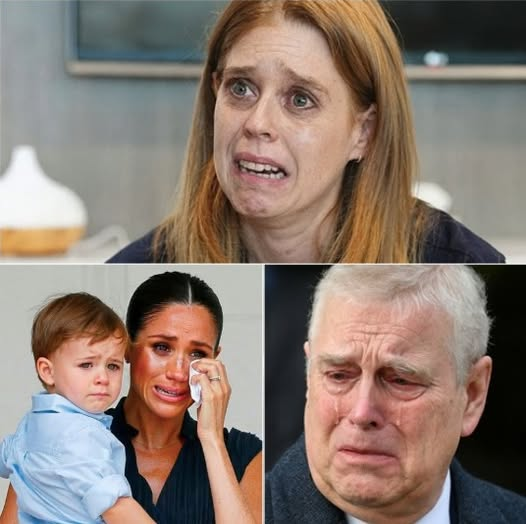 SAD NEWS 4 HOURS AGO! Buckingham Palace plunged into mourning as Meghan rushed through the gates, trembling uncontrollably. Beatrice cried out in agony, the royal banners turned to white. And then, the desperate screams of two people echoed through the air: “Oh God, Andrew has…”