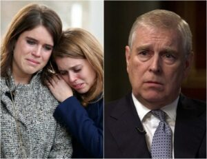 HEARTBREAKING 1 MINUTE AGO! Princess Beatrice and her sister Princess Eugenie collapse in panic as they rush into Buckingham Palace with devastating news about their father, Prince Andrew. The estate is sealed off, the press swarms—then Beatrice screams through tears: “Save him… my father has—”