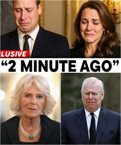 2 MINUTES AGO! Buckingham Palace confirmed devastating news in a midnight announcement. Prince Andrew collapsed in tears, his hands covering his face as aides rushed to his side. Meanwhile, Camilla was seen frantically packing her things, her cries echoing through the royal corridors: “Oh God… my husband!”