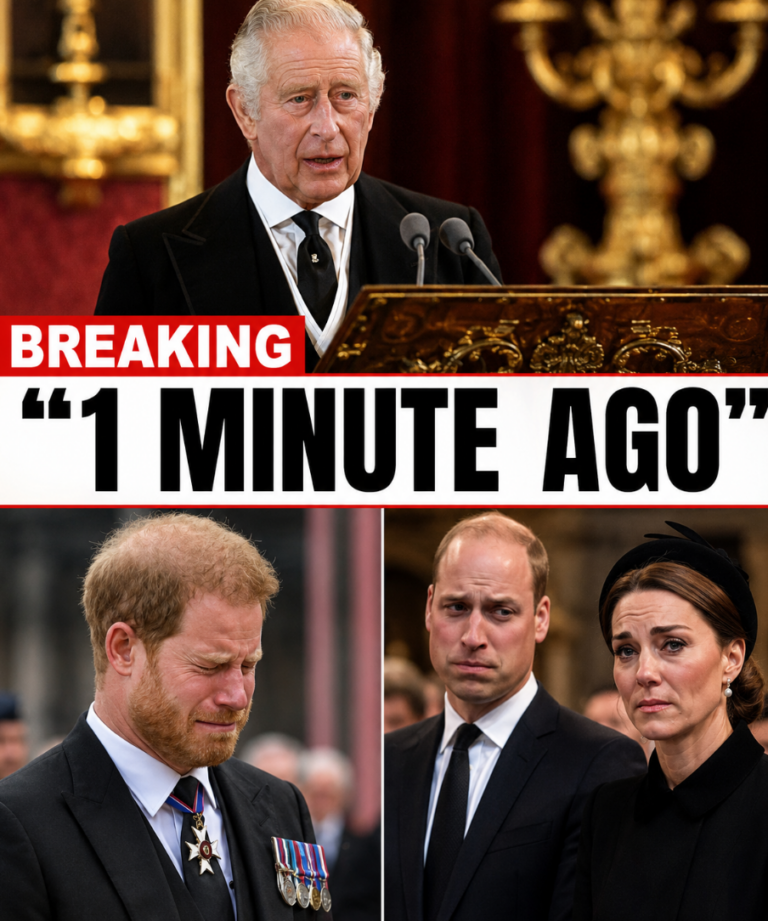 1 MINUTE AGO! Buckingham Palace fell into chaos. King Charles appeared before stunned courtiers, announcing the most DEVASTATING news yet. William and Kate embraced, sobbing uncontrollably. The King could barely finish his sentence: ‘My son… Harry has…’