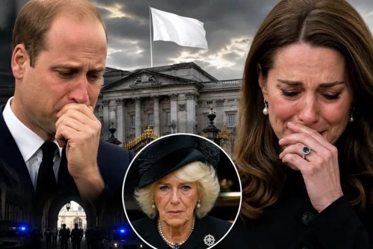 TRAGEDY — 2 HOURS AGO: The palace raised its white flag. Alarms echoed. In a dark corner, Kate and William sat in silence before delivering the devastating words: “With broken hearts, we regret to announce… Camilla…”