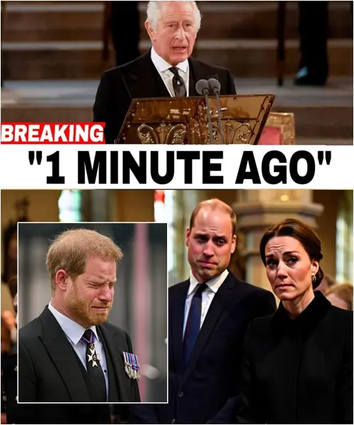 1 MINUTE AGO! Buckingham Palace fell into chaos. King Charles appeared before stunned courtiers, announcing the most DEVASTATING news yet. William and Kate embraced, sobbing uncontrollably. The King could barely finish his sentence: ‘My son… Harry has…’