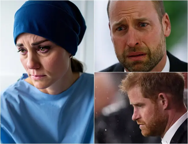 “Stay strong, my love…” Harry rushed to Kate’s side after the Palace’s urgent health alert shook the nation. William wiped away tears, trying to stand firm as doctors delivered the truth. Kate’s surgery was over — but hope was fragile. A trembling voice whispered the words that froze the room: “It’s worse than you think…”