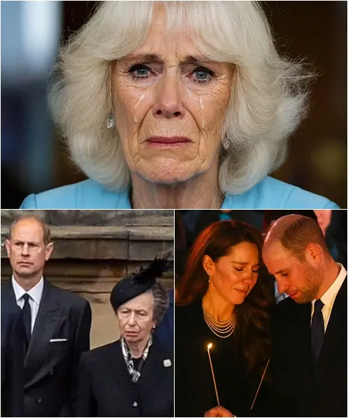 DARK NIGHT FOR THE CROWN! 12 o’clock struck and the Palace glowed with candlelight. The nation’s future King and Queen were seen in heartbreaking embrace, sobbing as relatives arrived. Camilla’s cry echoed in the halls: “The one I loved most has….