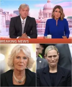 NEW YEAR HEARTBREAK The Good Morning Britain studio is left shattered as devastating news breaks. The Palace issues an urgent statement; Sophie presses her lips together, fighting back tears. The female anchor announces: “With a heavy heart… Camilla…”