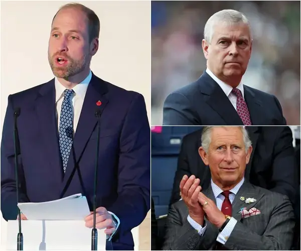 15 MINUTES AGO Prince William officially stripped Prince Andrew of his last remaining royal title earning thunderous applause across Britain. King Charles only smirked slyly  and what he said next left the room in stunned silenc