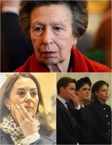 2 MINUTES AGO! ‘Bow your heads…’ — Princess Anne commands the entire Royal Family as even the strongest figures break down. The Palace lowers its flag at midnight. Kate stands frozen in the corner of the grand hall. In a faint voice, Anne whispers: ‘We are sorry…’”